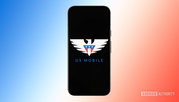 Us mobile logo on smartphone with colored background stock photo.jpg