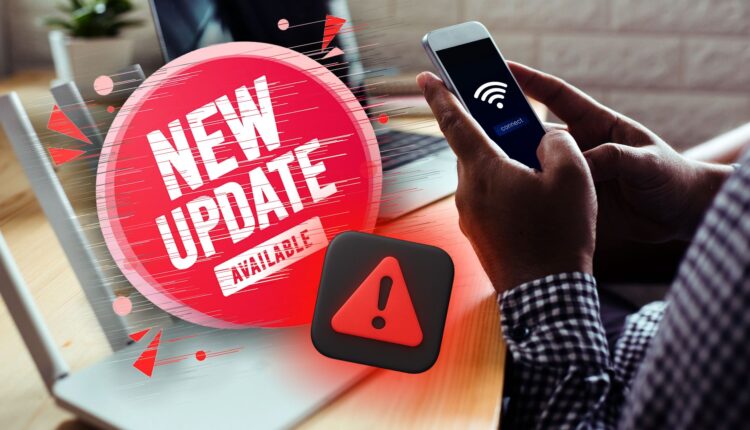 Router and smartphone connecting with glitchy new update sign.jpg