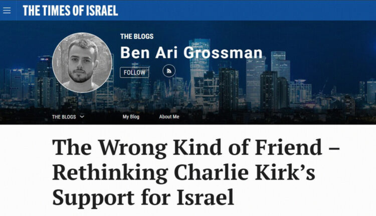 Top israeli newspaper times of israel trashes charlie kirk 1.jpg