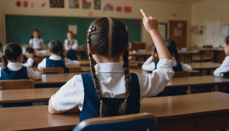 School girl raising her hand.png