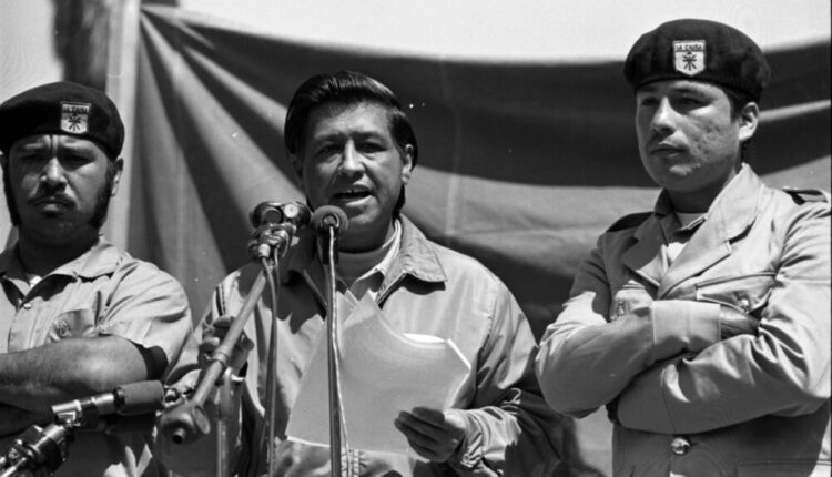 Cesar Chavez and Brown Berets at peace rally 1000x600.jpg