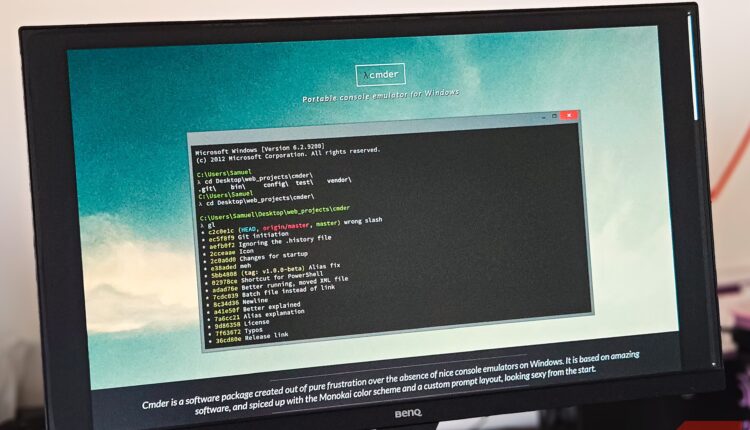 Cmder web page open on a benq monitor.jpg
